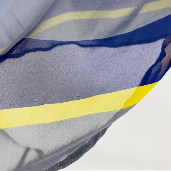 Daniel Rainn Sheer Striped Blue Scoop Neck Top S - Picture 5 of 16